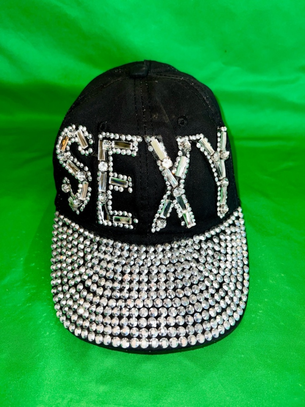 SEXY Rhinestones Black Hat Bling Glam Cap 💎🧢🔥👀